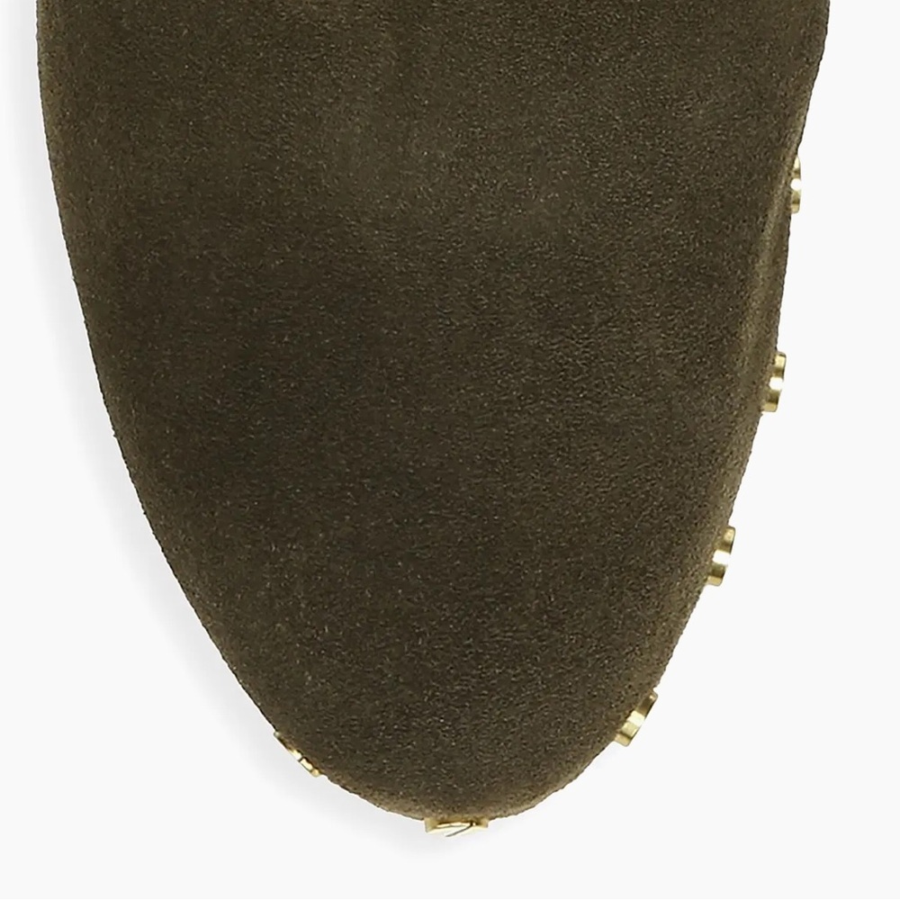 NEW Veronica Beard Boho Olive Army Green Suede Mules with Wooden Heel - Picture 4 of 6